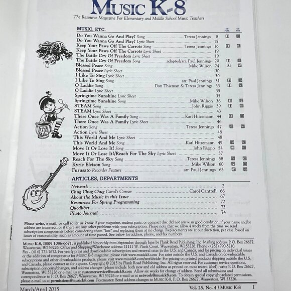Music K-8 Volume 25 Number 4 March/April 2015 Teaching Magazine & Audio CD - Picture 5 of 6